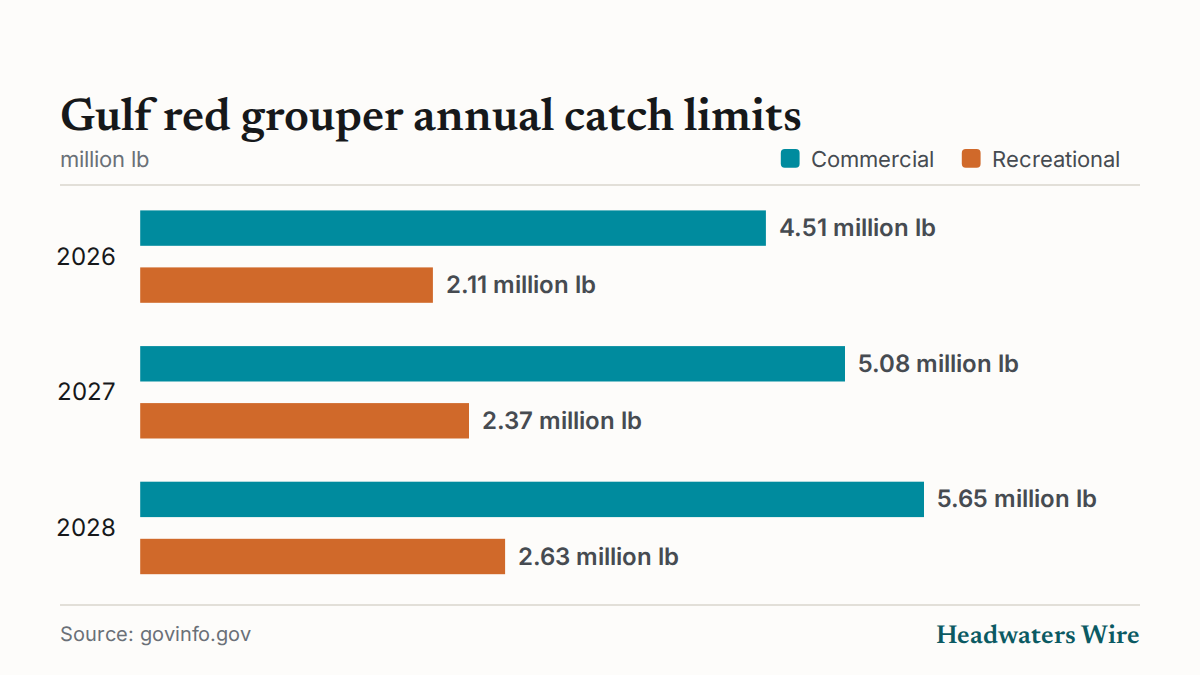 Gulf red grouper annual catch limits (million lb)